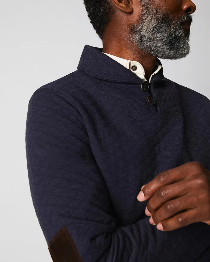 Men Sweaters and Sweatshirts Billy Reid Diamond Quilt Shawl Dark Navy