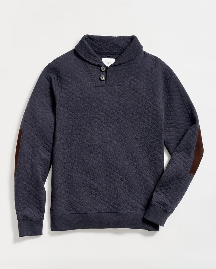 Men Sweaters and Sweatshirts Billy Reid Diamond Quilt Shawl Dark Navy