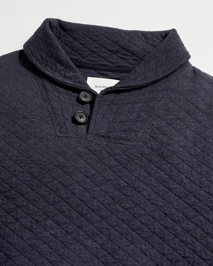 Men Sweaters and Sweatshirts Billy Reid Diamond Quilt Shawl Dark Navy