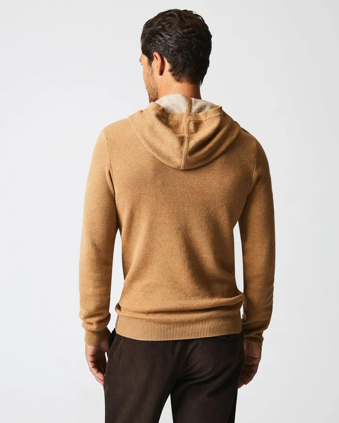 Men Sweaters and Sweatshirts Billy Reid Double Knit Hoodie Sweater Camel