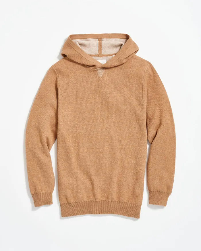Men Sweaters and Sweatshirts Billy Reid Double Knit Hoodie Sweater Camel