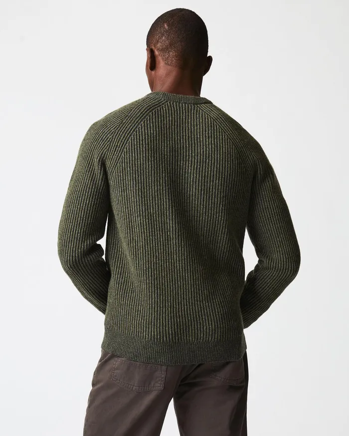 Men Sweaters and Sweatshirts Billy Reid Fisherman Rib Crew Olive