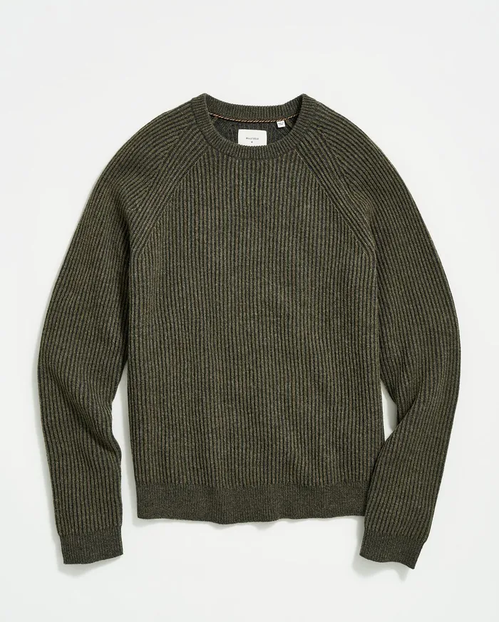 Men Sweaters and Sweatshirts Billy Reid Fisherman Rib Crew Olive