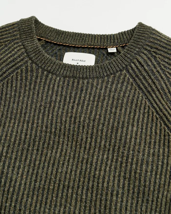 Men Sweaters and Sweatshirts Billy Reid Fisherman Rib Crew Olive