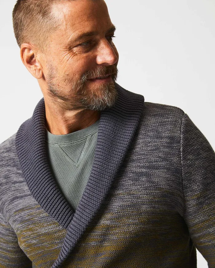 Men Sweaters and Sweatshirts Billy Reid Gradient Stripe Cardigan Olivecharcoal