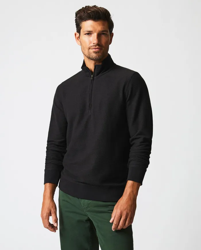 Men Sweaters and Sweatshirts Billy Reid Herringbone Half Zip Black