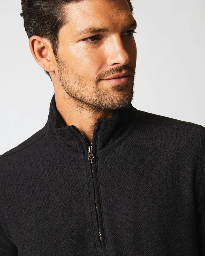 Men Sweaters and Sweatshirts Billy Reid Herringbone Half Zip Black