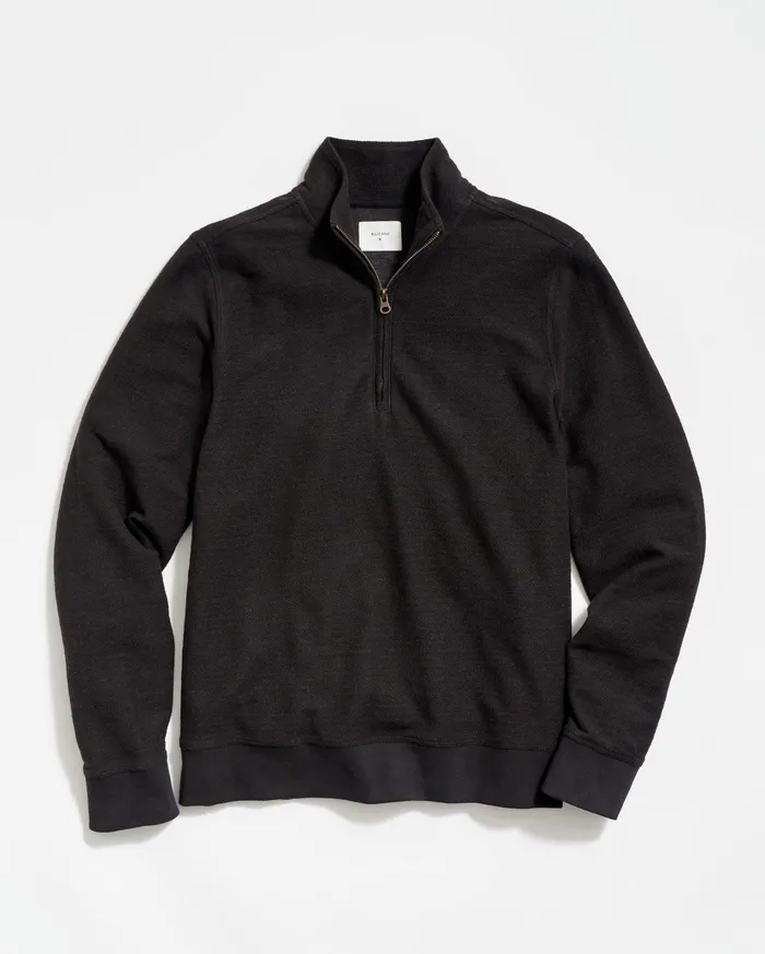 Men Sweaters and Sweatshirts Billy Reid Herringbone Half Zip Black
