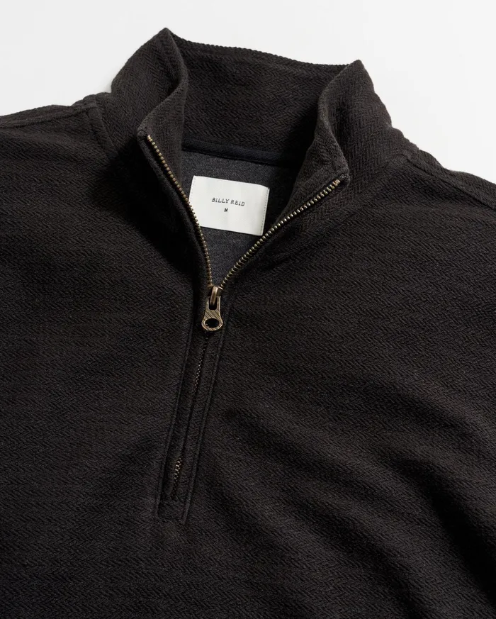 Men Sweaters and Sweatshirts Billy Reid Herringbone Half Zip Black