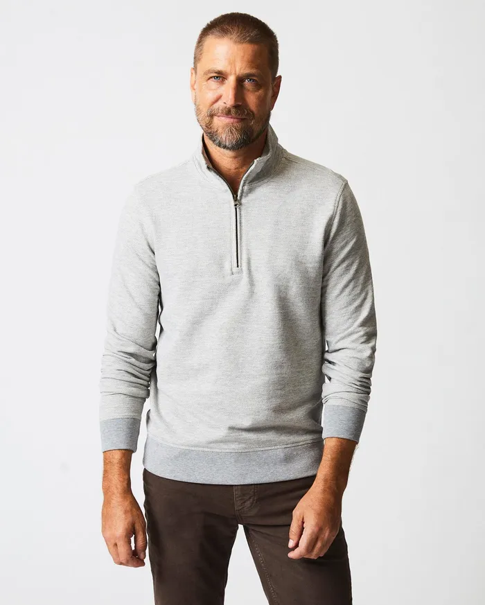 Men Sweaters and Sweatshirts Billy Reid Herringbone Half Zip Light Grey