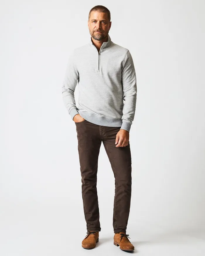 Men Sweaters and Sweatshirts Billy Reid Herringbone Half Zip Light Grey