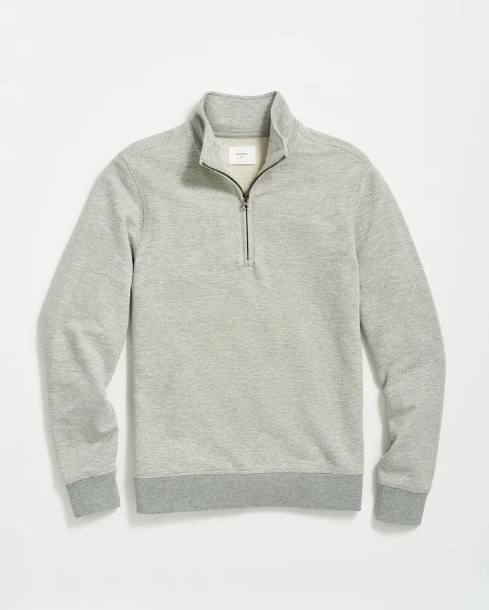 Men Sweaters and Sweatshirts Billy Reid Herringbone Half Zip Light Grey