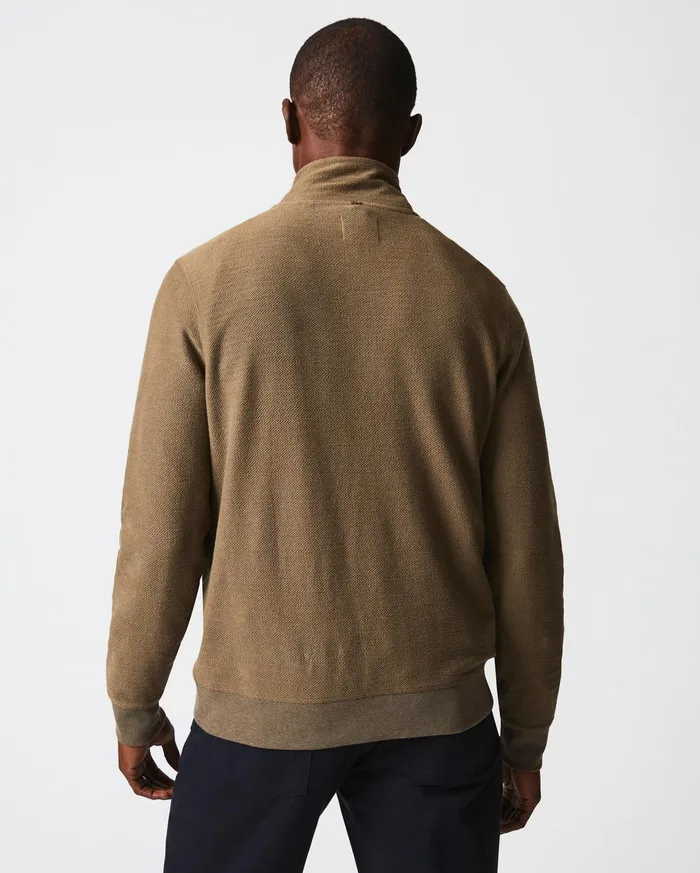 Men Sweaters and Sweatshirts Billy Reid Herringbone Half Zip Moss Green