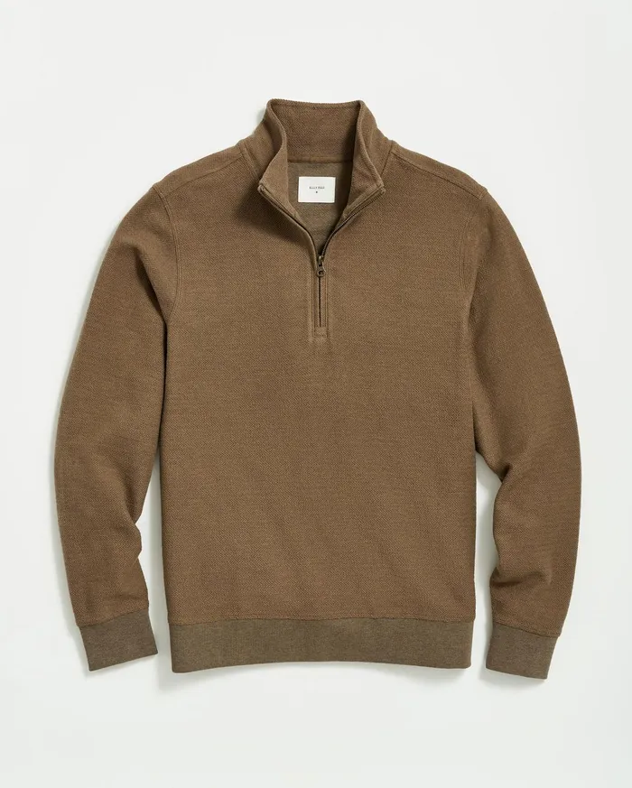 Men Sweaters and Sweatshirts Billy Reid Herringbone Half Zip Moss Green