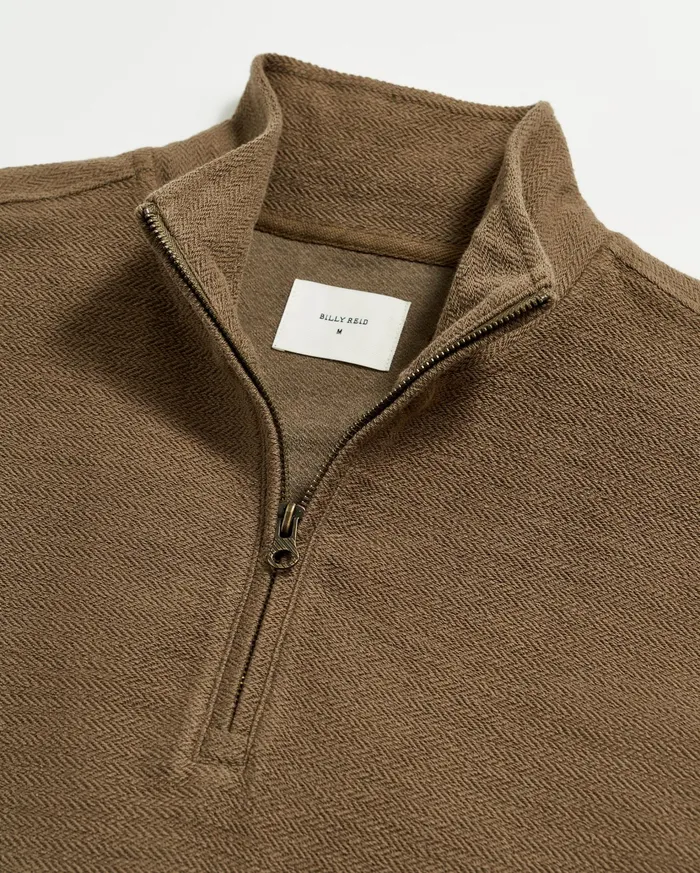 Men Sweaters and Sweatshirts Billy Reid Herringbone Half Zip Moss Green