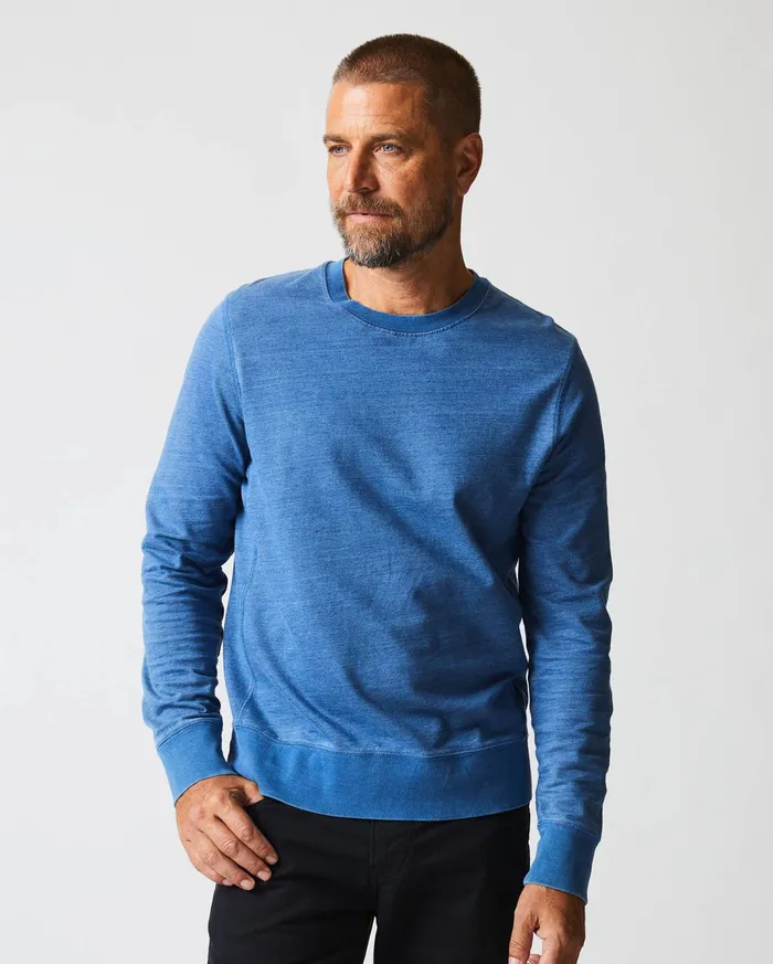 Men Sweaters and Sweatshirts Billy Reid Indigo Terry Sweatshirt Denim