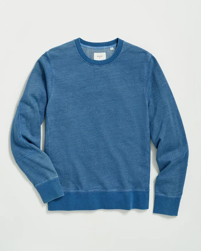 Men Sweaters and Sweatshirts Billy Reid Indigo Terry Sweatshirt Denim
