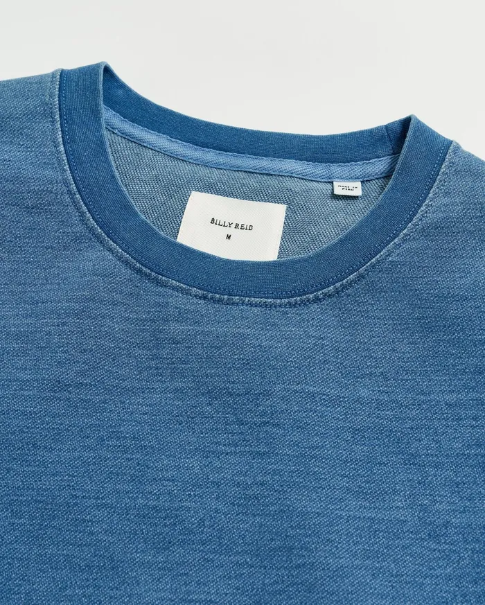 Men Sweaters and Sweatshirts Billy Reid Indigo Terry Sweatshirt Denim