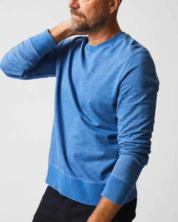 Men Sweaters and Sweatshirts Billy Reid Indigo Terry Sweatshirt Denim
