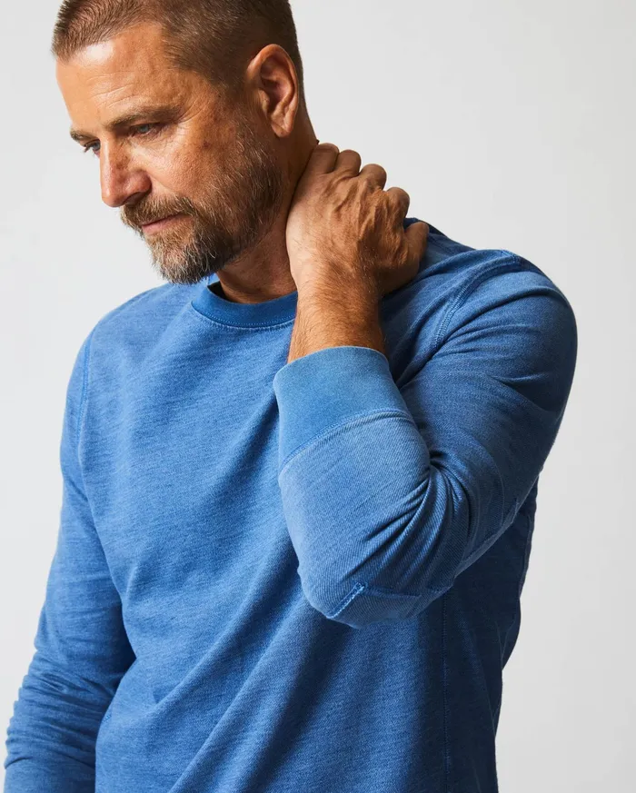 Men Sweaters and Sweatshirts Billy Reid Indigo Terry Sweatshirt Denim