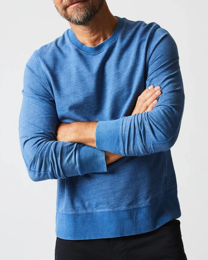 Men Sweaters and Sweatshirts Billy Reid Indigo Terry Sweatshirt Denim