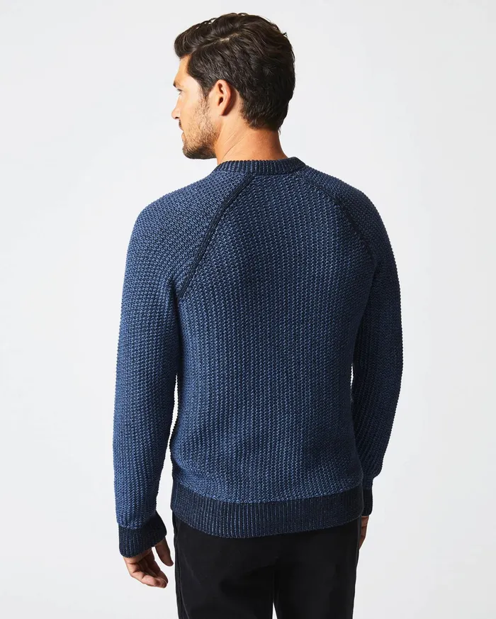 Men Sweaters and Sweatshirts Billy Reid Marled Crewneck Sweater Carbon Blue