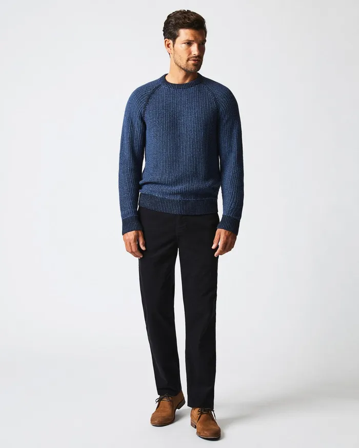 Men Sweaters and Sweatshirts Billy Reid Marled Crewneck Sweater Carbon Blue