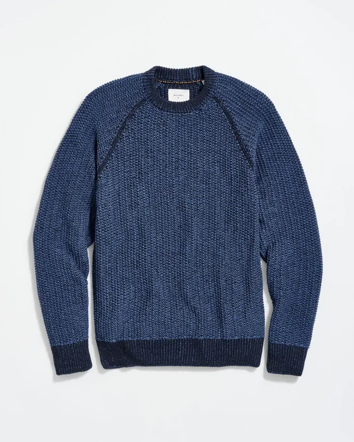 Men Sweaters and Sweatshirts Billy Reid Marled Crewneck Sweater Carbon Blue