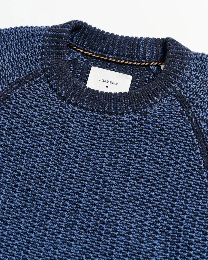 Men Sweaters and Sweatshirts Billy Reid Marled Crewneck Sweater Carbon Blue
