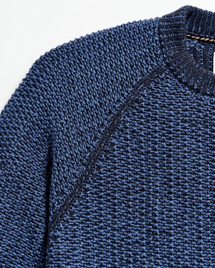 Men Sweaters and Sweatshirts Billy Reid Marled Crewneck Sweater Carbon Blue