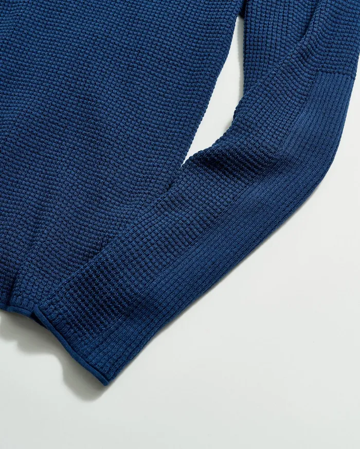 Men Sweaters and Sweatshirts Billy Reid Mini Waffle Crew Denim Blue