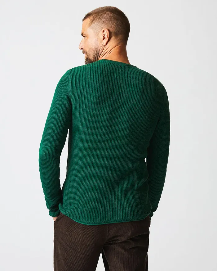 Men Sweaters and Sweatshirts Billy Reid Mini Waffle Crew Emerald