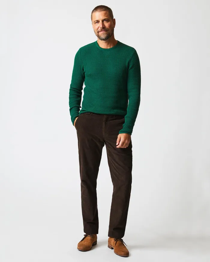 Men Sweaters and Sweatshirts Billy Reid Mini Waffle Crew Emerald