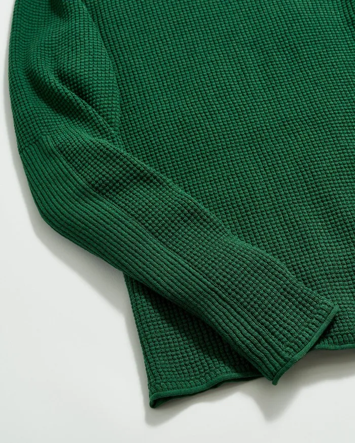 Men Sweaters and Sweatshirts Billy Reid Mini Waffle Crew Emerald