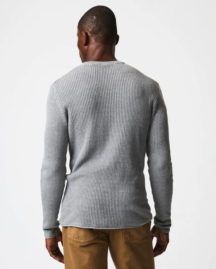 Men Sweaters and Sweatshirts Billy Reid Mini Waffle Crew Grey