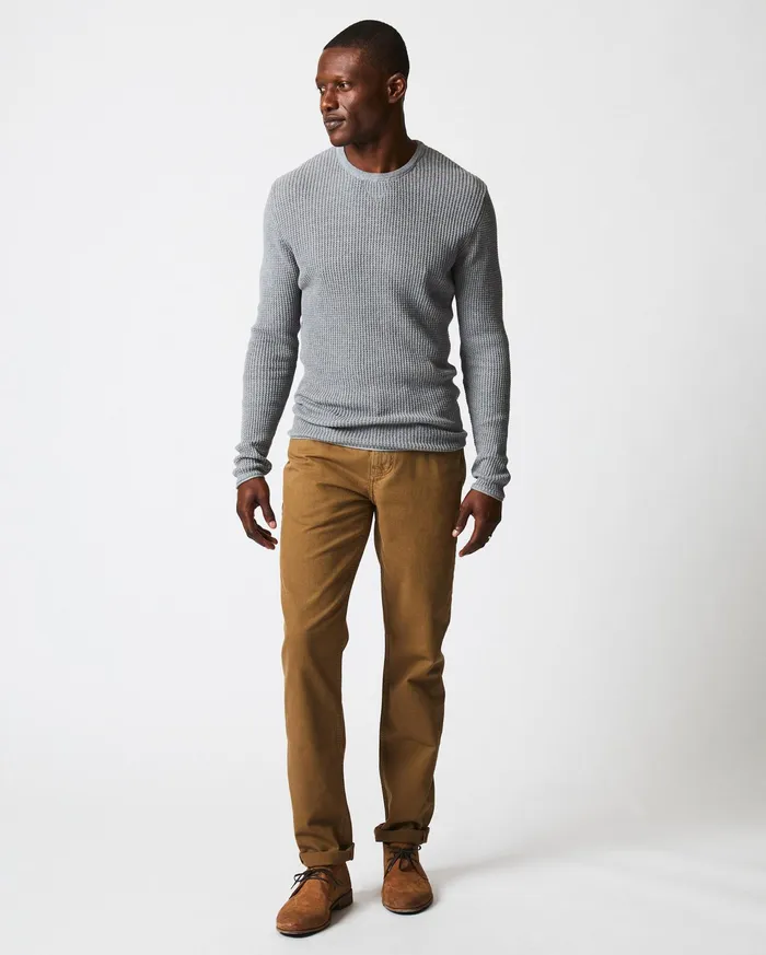 Men Sweaters and Sweatshirts Billy Reid Mini Waffle Crew Grey