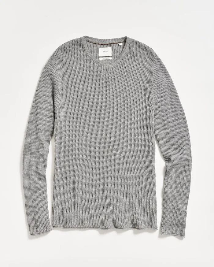 Men Sweaters and Sweatshirts Billy Reid Mini Waffle Crew Grey
