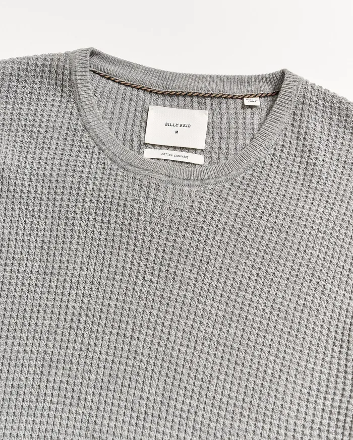 Men Sweaters and Sweatshirts Billy Reid Mini Waffle Crew Grey