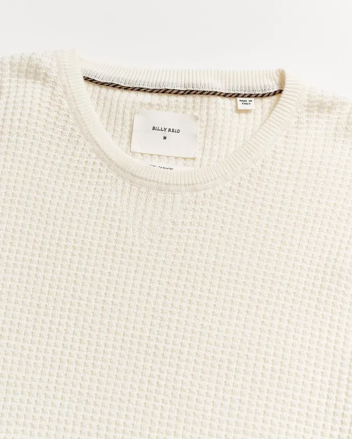 Men Sweaters and Sweatshirts Billy Reid Mini Waffle Crew White