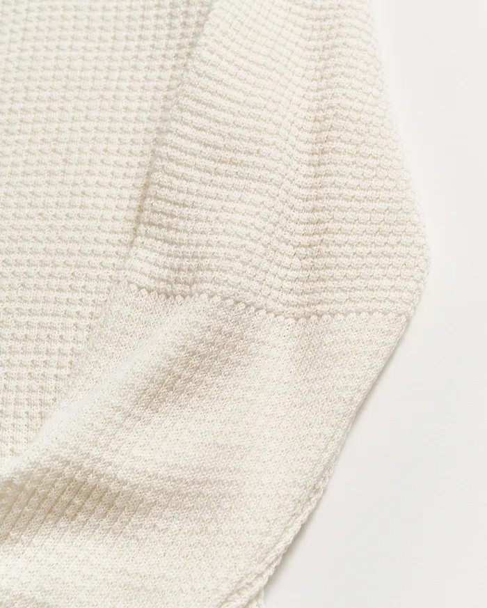 Men Sweaters and Sweatshirts Billy Reid Mini Waffle Crew White