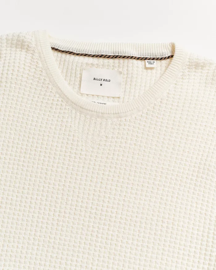 Men Sweaters and Sweatshirts Billy Reid Mini Waffle Crew White
