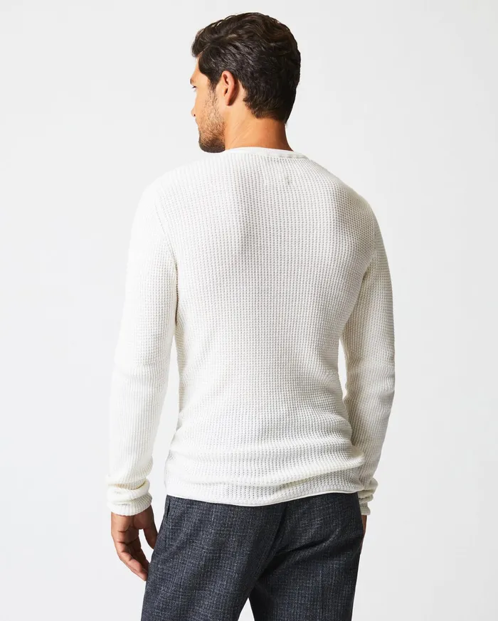 Men Sweaters and Sweatshirts Billy Reid Mini Waffle Crew White
