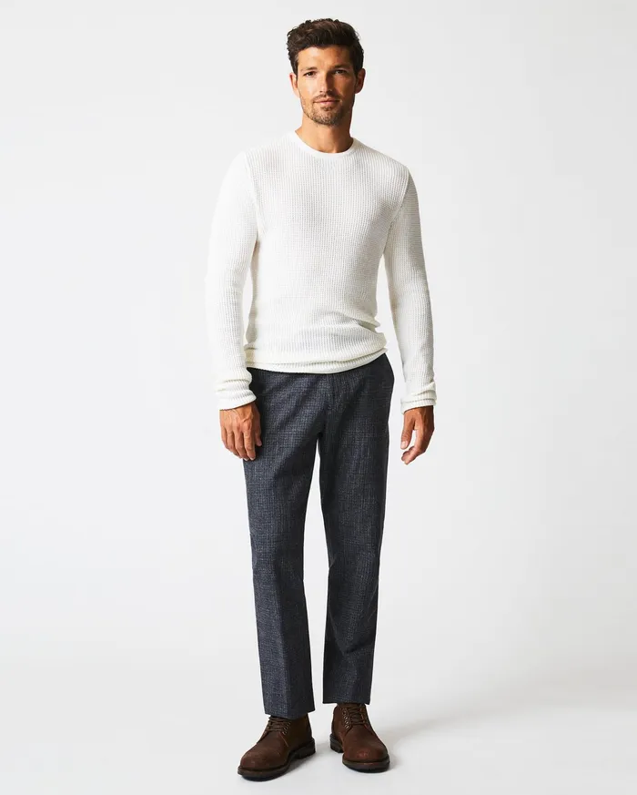 Men Sweaters and Sweatshirts Billy Reid Mini Waffle Crew White
