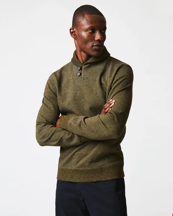 Men Sweaters and Sweatshirts Billy Reid Mouline Shawl Pullover Olive