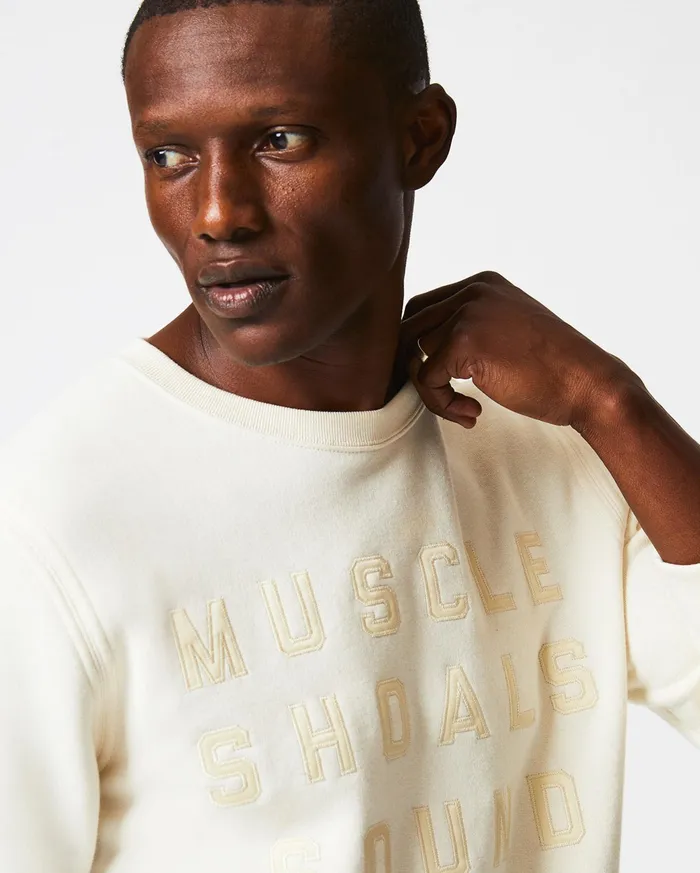 Men Sweaters and Sweatshirts Billy Reid Muscle Shoals Sound Crew Natural
