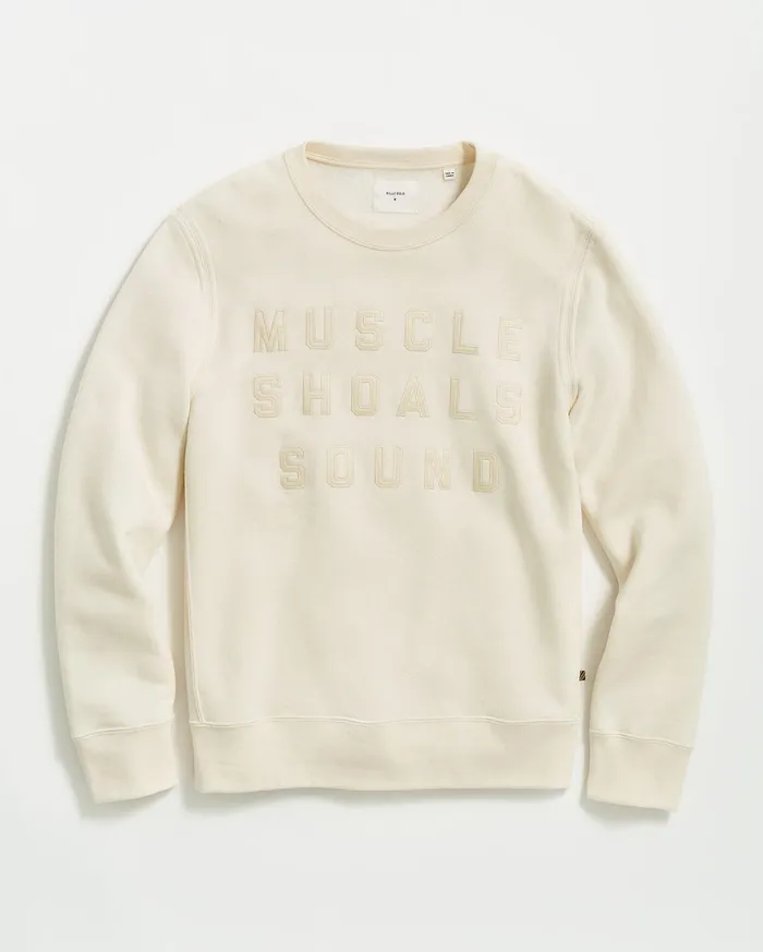 Men Sweaters and Sweatshirts Billy Reid Muscle Shoals Sound Crew Natural