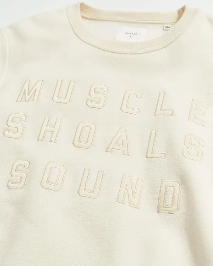Men Sweaters and Sweatshirts Billy Reid Muscle Shoals Sound Crew Natural