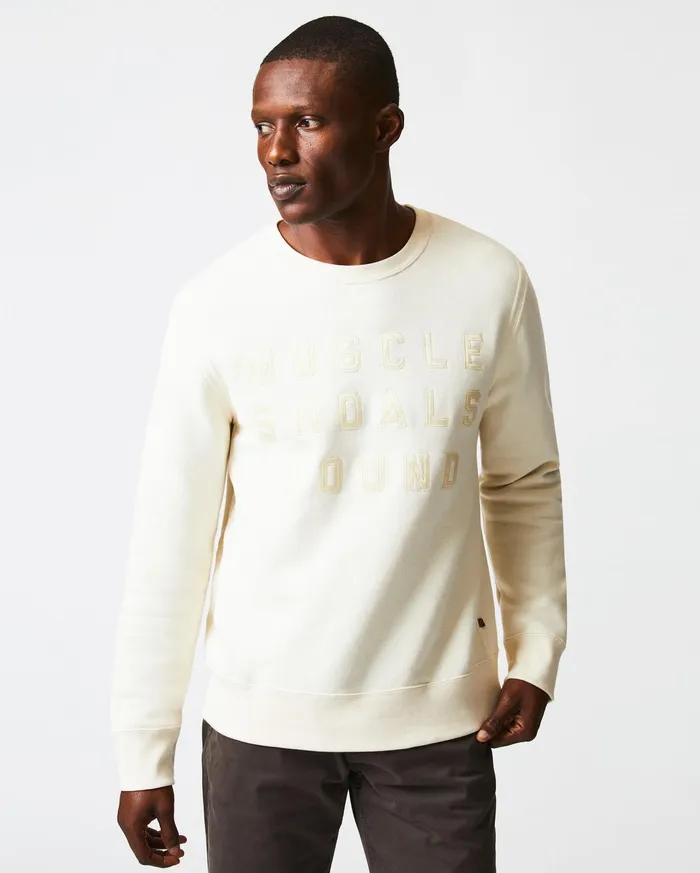 Men Sweaters and Sweatshirts Billy Reid Muscle Shoals Sound Crew Natural