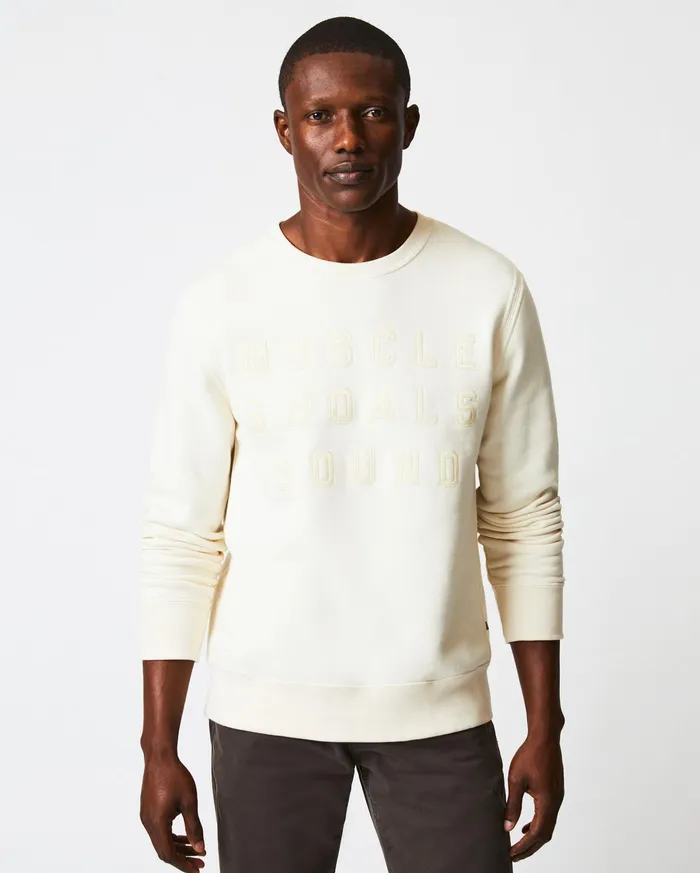 Men Sweaters and Sweatshirts Billy Reid Muscle Shoals Sound Crew Natural