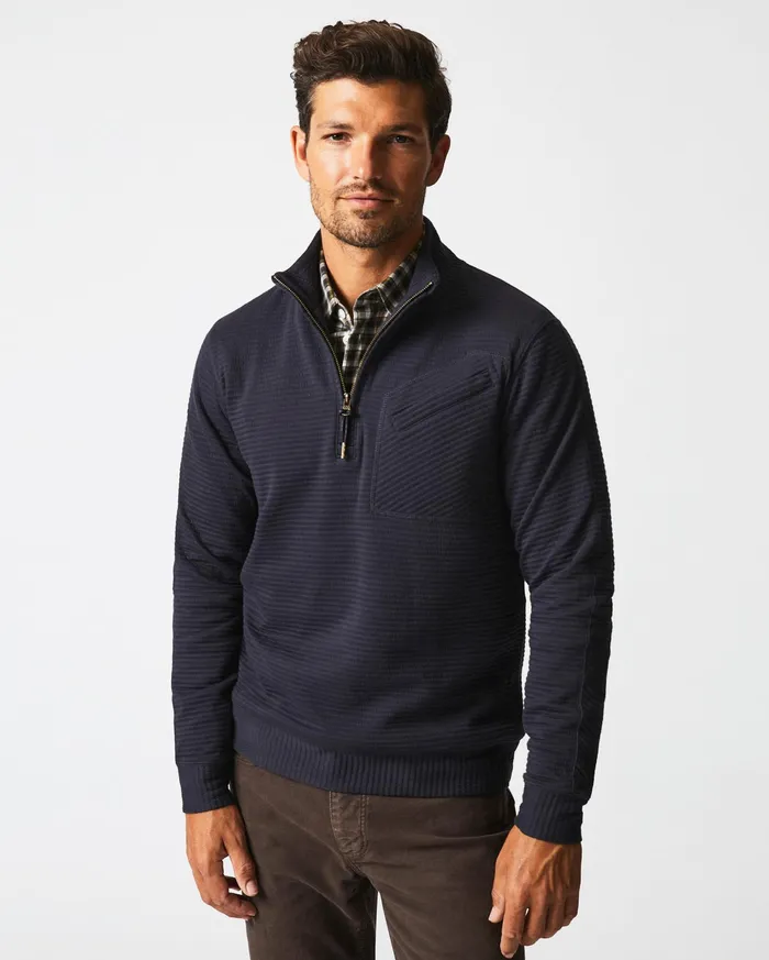Men Sweaters and Sweatshirts Billy Reid Quilted Half Zip Dark Navy